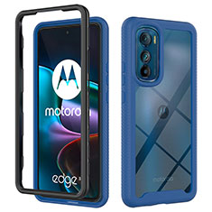 Silikon Schutzhülle Rahmen Tasche Hülle Durchsichtig Transparent 360 Grad Ganzkörper für Motorola Moto Edge 30 5G Blau