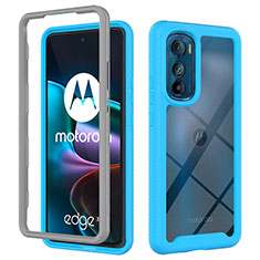 Silikon Schutzhülle Rahmen Tasche Hülle Durchsichtig Transparent 360 Grad Ganzkörper für Motorola Moto Edge 30 5G Cyan