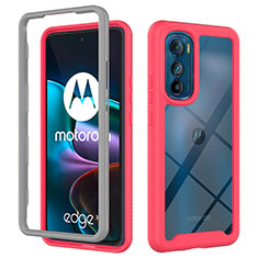 Silikon Schutzhülle Rahmen Tasche Hülle Durchsichtig Transparent 360 Grad Ganzkörper für Motorola Moto Edge 30 5G Pink