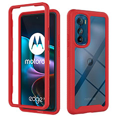 Silikon Schutzhülle Rahmen Tasche Hülle Durchsichtig Transparent 360 Grad Ganzkörper für Motorola Moto Edge 30 5G Rot