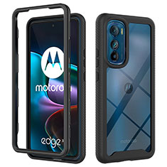 Silikon Schutzhülle Rahmen Tasche Hülle Durchsichtig Transparent 360 Grad Ganzkörper für Motorola Moto Edge 30 5G Schwarz