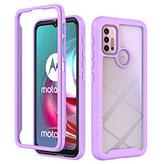 Silikon Schutzhülle Rahmen Tasche Hülle Durchsichtig Transparent 360 Grad Ganzkörper für Motorola Moto G20 Violett