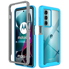 Silikon Schutzhülle Rahmen Tasche Hülle Durchsichtig Transparent 360 Grad Ganzkörper für Motorola Moto G200 5G Cyan