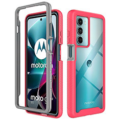 Silikon Schutzhülle Rahmen Tasche Hülle Durchsichtig Transparent 360 Grad Ganzkörper für Motorola Moto G200 5G Pink