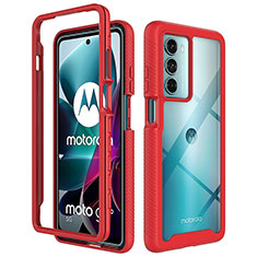 Silikon Schutzhülle Rahmen Tasche Hülle Durchsichtig Transparent 360 Grad Ganzkörper für Motorola Moto G200 5G Rot