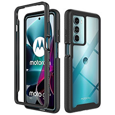 Silikon Schutzhülle Rahmen Tasche Hülle Durchsichtig Transparent 360 Grad Ganzkörper für Motorola Moto G200 5G Schwarz