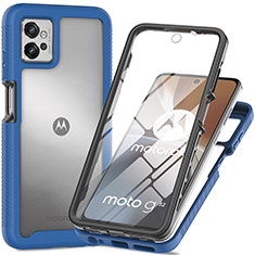Silikon Schutzhülle Rahmen Tasche Hülle Durchsichtig Transparent 360 Grad Ganzkörper für Motorola Moto G32 Blau