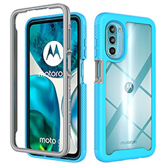 Silikon Schutzhülle Rahmen Tasche Hülle Durchsichtig Transparent 360 Grad Ganzkörper für Motorola MOTO G52 Cyan
