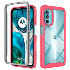 Silikon Schutzhülle Rahmen Tasche Hülle Durchsichtig Transparent 360 Grad Ganzkörper für Motorola MOTO G52 Pink