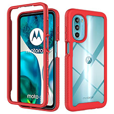 Silikon Schutzhülle Rahmen Tasche Hülle Durchsichtig Transparent 360 Grad Ganzkörper für Motorola MOTO G52 Rot