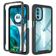 Silikon Schutzhülle Rahmen Tasche Hülle Durchsichtig Transparent 360 Grad Ganzkörper für Motorola MOTO G52 Schwarz