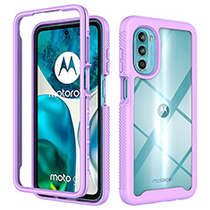 Silikon Schutzhülle Rahmen Tasche Hülle Durchsichtig Transparent 360 Grad Ganzkörper für Motorola MOTO G52 Violett
