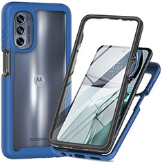 Silikon Schutzhülle Rahmen Tasche Hülle Durchsichtig Transparent 360 Grad Ganzkörper für Motorola Moto G62 5G Blau
