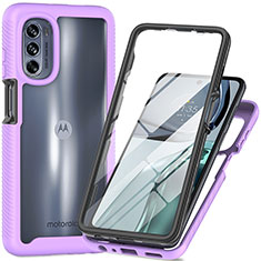 Silikon Schutzhülle Rahmen Tasche Hülle Durchsichtig Transparent 360 Grad Ganzkörper für Motorola Moto G62 5G Violett