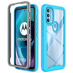 Silikon Schutzhülle Rahmen Tasche Hülle Durchsichtig Transparent 360 Grad Ganzkörper für Motorola Moto G71 5G Cyan
