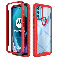 Silikon Schutzhülle Rahmen Tasche Hülle Durchsichtig Transparent 360 Grad Ganzkörper für Motorola Moto G71 5G Rot