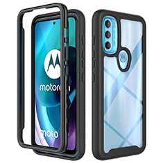 Silikon Schutzhülle Rahmen Tasche Hülle Durchsichtig Transparent 360 Grad Ganzkörper für Motorola Moto G71 5G Schwarz