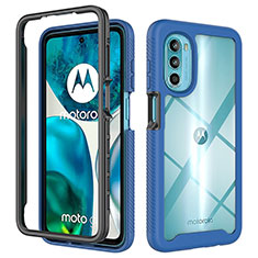 Silikon Schutzhülle Rahmen Tasche Hülle Durchsichtig Transparent 360 Grad Ganzkörper für Motorola Moto G71s 5G Blau