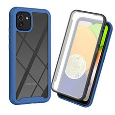 Silikon Schutzhülle Rahmen Tasche Hülle Durchsichtig Transparent 360 Grad Ganzkörper für Samsung Galaxy A03 Blau