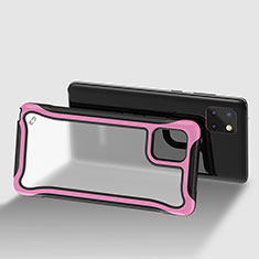 Silikon Schutzhülle Rahmen Tasche Hülle Durchsichtig Transparent 360 Grad Ganzkörper für Samsung Galaxy A81 Pink