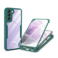 Silikon Schutzhülle Rahmen Tasche Hülle Durchsichtig Transparent 360 Grad Ganzkörper für Samsung Galaxy S21 Plus 5G Grün
