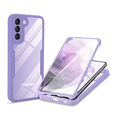 Silikon Schutzhülle Rahmen Tasche Hülle Durchsichtig Transparent 360 Grad Ganzkörper für Samsung Galaxy S23 Plus 5G Violett