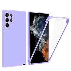 Silikon Schutzhülle Rahmen Tasche Hülle Durchsichtig Transparent 360 Grad Ganzkörper für Samsung Galaxy S23 Ultra 5G Violett