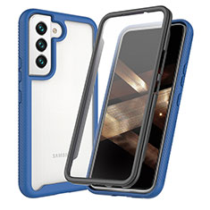 Silikon Schutzhülle Rahmen Tasche Hülle Durchsichtig Transparent 360 Grad Ganzkörper M01 für Samsung Galaxy S24 Plus 5G Blau