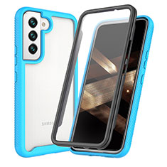 Silikon Schutzhülle Rahmen Tasche Hülle Durchsichtig Transparent 360 Grad Ganzkörper M01 für Samsung Galaxy S24 Plus 5G Hellblau