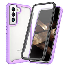 Silikon Schutzhülle Rahmen Tasche Hülle Durchsichtig Transparent 360 Grad Ganzkörper M01 für Samsung Galaxy S24 Plus 5G Violett