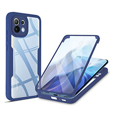 Silikon Schutzhülle Rahmen Tasche Hülle Durchsichtig Transparent 360 Grad Ganzkörper M01 für Xiaomi Mi 11 Lite 5G Blau