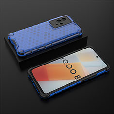 Silikon Schutzhülle Rahmen Tasche Hülle Durchsichtig Transparent 360 Grad Ganzkörper M02 für Vivo iQOO 8 5G Blau