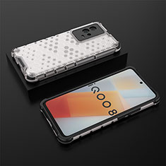 Silikon Schutzhülle Rahmen Tasche Hülle Durchsichtig Transparent 360 Grad Ganzkörper M02 für Vivo iQOO 8 5G Weiß