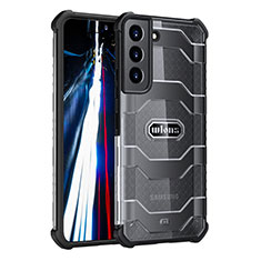 Silikon Schutzhülle Rahmen Tasche Hülle Durchsichtig Transparent 360 Grad Ganzkörper M06 für Samsung Galaxy S21 5G Schwarz