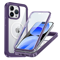 Silikon Schutzhülle Rahmen Tasche Hülle Durchsichtig Transparent 360 Grad Ganzkörper mit Mag-Safe Magnetic Magnetisch AC1 für Apple iPhone 13 Pro Max Violett