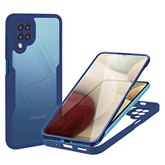 Silikon Schutzhülle Rahmen Tasche Hülle Durchsichtig Transparent 360 Grad Ganzkörper MJ1 für Samsung Galaxy A12 Blau