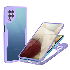 Silikon Schutzhülle Rahmen Tasche Hülle Durchsichtig Transparent 360 Grad Ganzkörper MJ1 für Samsung Galaxy A12 Violett