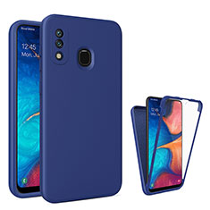 Silikon Schutzhülle Rahmen Tasche Hülle Durchsichtig Transparent 360 Grad Ganzkörper MJ1 für Samsung Galaxy A20 Blau