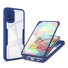 Silikon Schutzhülle Rahmen Tasche Hülle Durchsichtig Transparent 360 Grad Ganzkörper MJ1 für Samsung Galaxy A71 4G A715 Blau