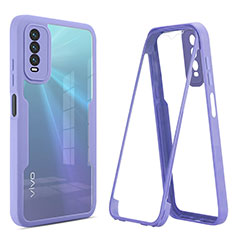 Silikon Schutzhülle Rahmen Tasche Hülle Durchsichtig Transparent 360 Grad Ganzkörper MJ1 für Vivo Y12s Violett