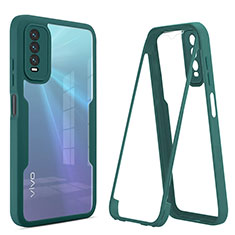Silikon Schutzhülle Rahmen Tasche Hülle Durchsichtig Transparent 360 Grad Ganzkörper MJ1 für Vivo Y20 Grün