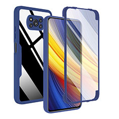 Silikon Schutzhülle Rahmen Tasche Hülle Durchsichtig Transparent 360 Grad Ganzkörper MJ1 für Xiaomi Poco X3 NFC Blau