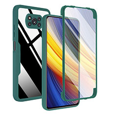 Silikon Schutzhülle Rahmen Tasche Hülle Durchsichtig Transparent 360 Grad Ganzkörper MJ1 für Xiaomi Poco X3 NFC Grün