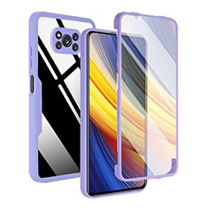 Silikon Schutzhülle Rahmen Tasche Hülle Durchsichtig Transparent 360 Grad Ganzkörper MJ1 für Xiaomi Poco X3 NFC Violett