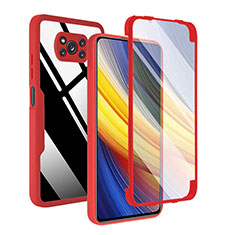 Silikon Schutzhülle Rahmen Tasche Hülle Durchsichtig Transparent 360 Grad Ganzkörper MJ1 für Xiaomi Poco X3 Pro Rot