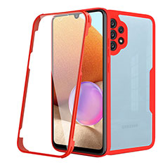 Silikon Schutzhülle Rahmen Tasche Hülle Durchsichtig Transparent 360 Grad Ganzkörper MJ2 für Samsung Galaxy M32 5G Rot