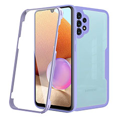 Silikon Schutzhülle Rahmen Tasche Hülle Durchsichtig Transparent 360 Grad Ganzkörper MJ2 für Samsung Galaxy M32 5G Violett