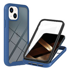 Silikon Schutzhülle Rahmen Tasche Hülle Durchsichtig Transparent 360 Grad Ganzkörper YB1 für Apple iPhone 14 Blau
