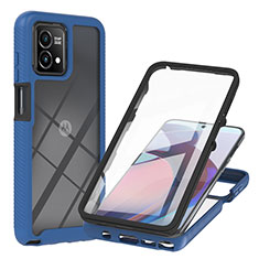 Silikon Schutzhülle Rahmen Tasche Hülle Durchsichtig Transparent 360 Grad Ganzkörper YB1 für Motorola Moto G Stylus (2023) 4G Blau