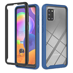 Silikon Schutzhülle Rahmen Tasche Hülle Durchsichtig Transparent 360 Grad Ganzkörper YB1 für Samsung Galaxy A31 Blau